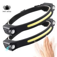 portable cob led sensor headlamp waterproof usb rechargeable headlight with battery outdoor running camping fishing torch lamps