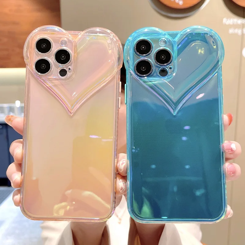 Чехол для IPhone 13 11 12 Pro Max XS x r 7 8 plus 13pro противоударный мягкий лазерный любовь сердце
