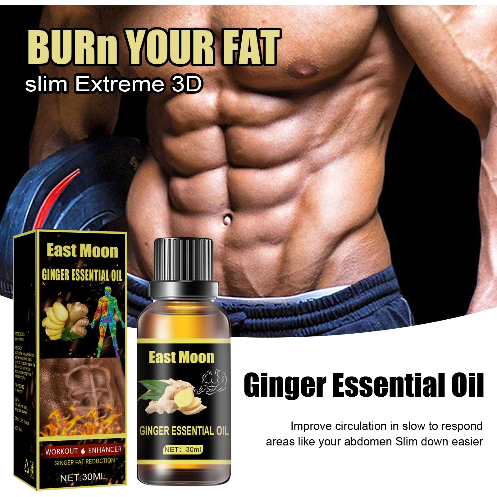 

Ginger Body Shaping Essential Oil Belly Contracting Abdominal Muscle Slimming Massage Oil Reducing Belly Firming Shaping Liquid