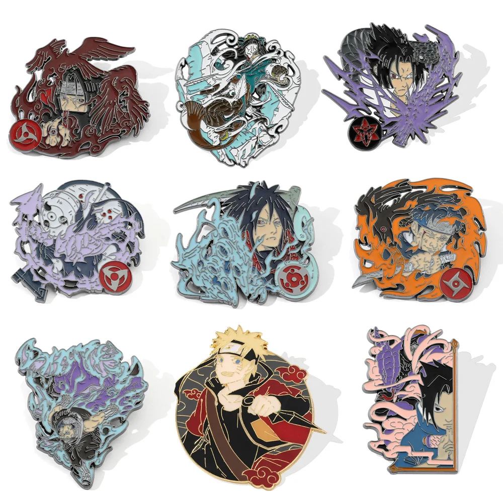 

Naruto Anime Peripheral Sasuke Naruto Doujin Figure Character Metal Badge Two-Dimensional Cartoon Brooch Bag Accessories Gifts