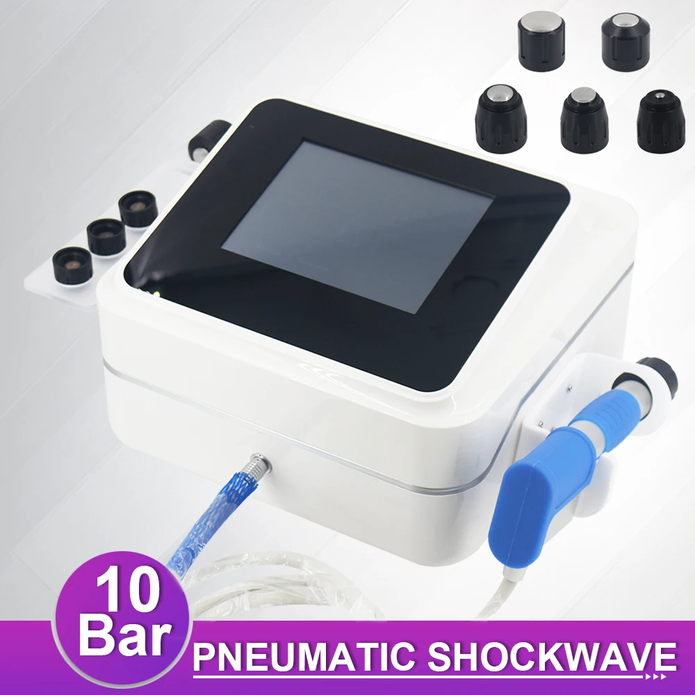 

10 Bar Pneumatic Shockwave Therapy Machine Effective Limbs Pain Relief Massager ED Treatment Professional Shock Wave Device 2023