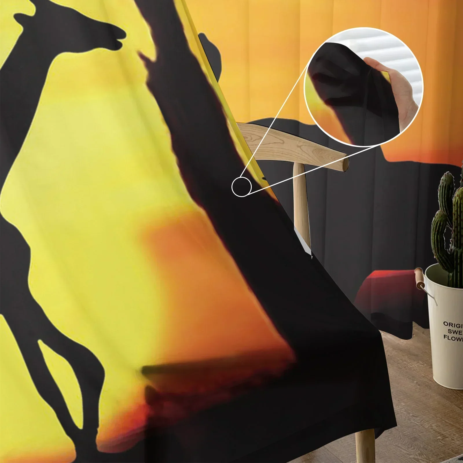 Сумерки Африки Слон Жираф Дерево Силуэты Шифоновые Прозрачные Шторы Гостиная