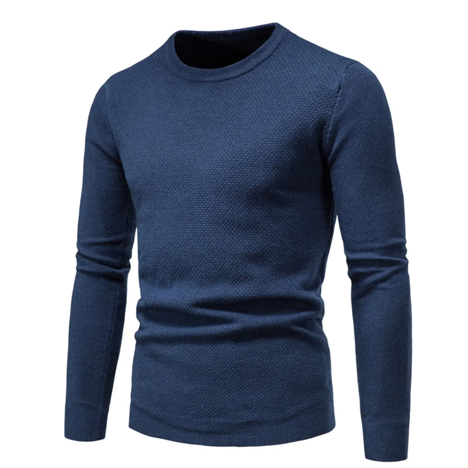 

Mens Knitted Shirt Fashion Multi Color Large Round Neck Slim Fit Sweater Underlay Pullover Tees Retro Style
