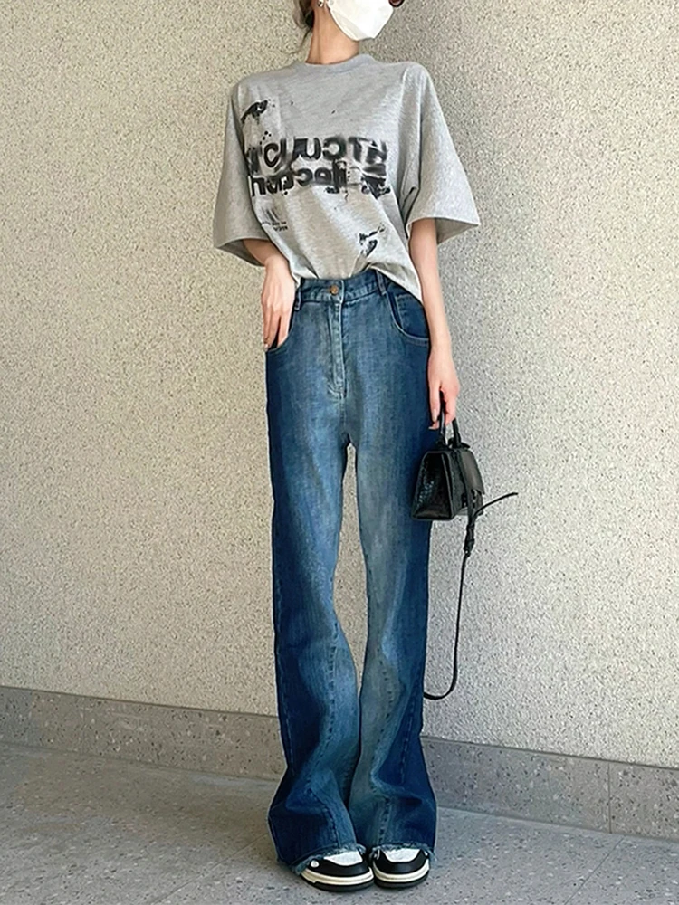 

Y2k Aesthetics Blue Jeans Japanese Harajuku Denim Pants Grunge Korean Fashion Jeans Boyfriend Vintage Distressed Jeans