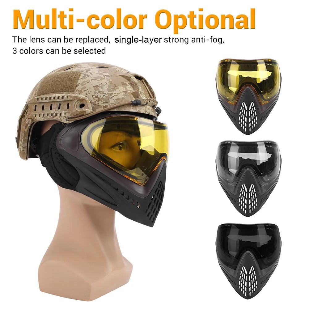 

Airsoft Tactical Goggles Mask Full Face Military Airsoft Single Layer Lens Protection for Shooting Games Cosplay Mask