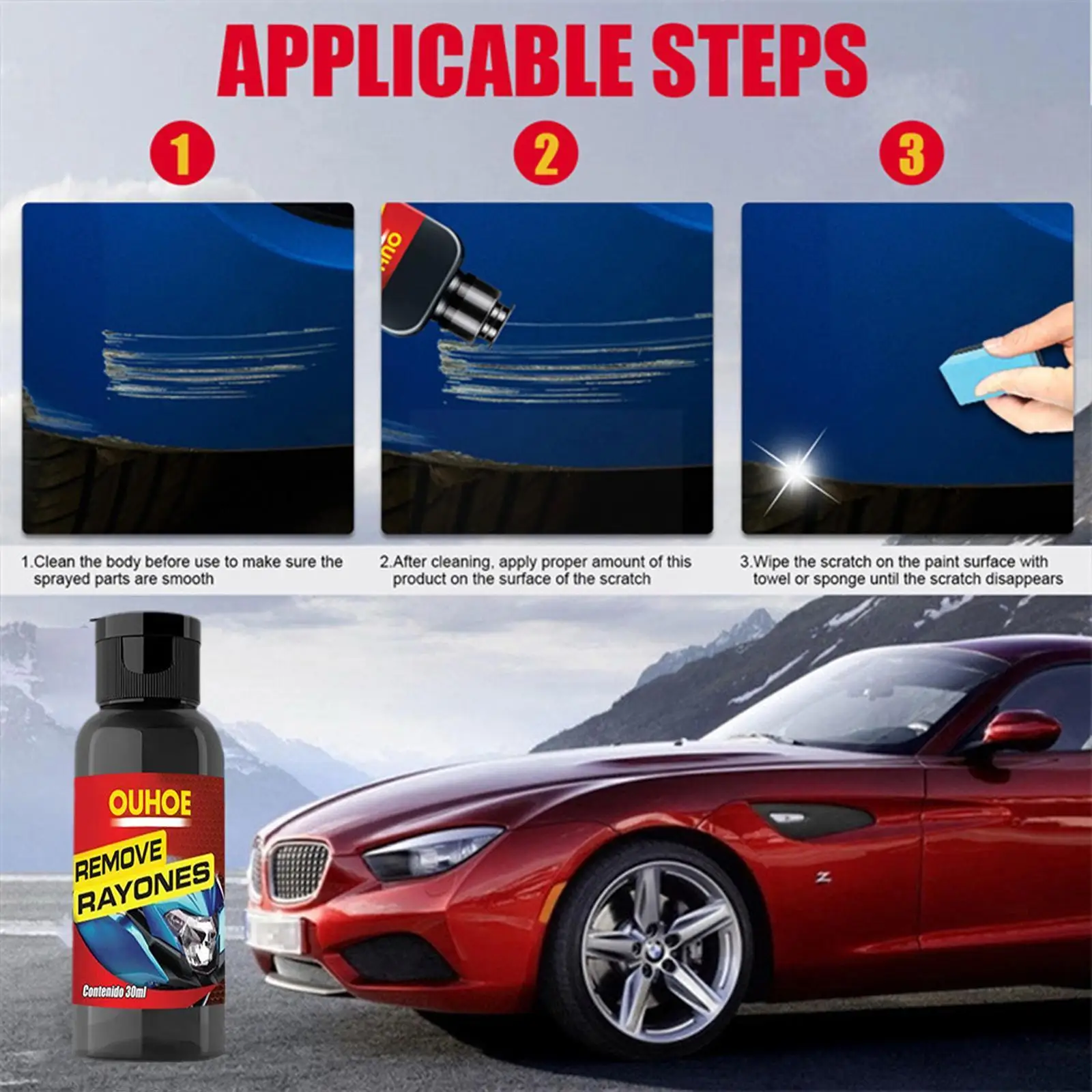 

Multi-Purpose Universal 30ml Car Scratch Removal With Scratch Compound Car Sponge Polishing Remover Care Repair Wax Kit V9Z5