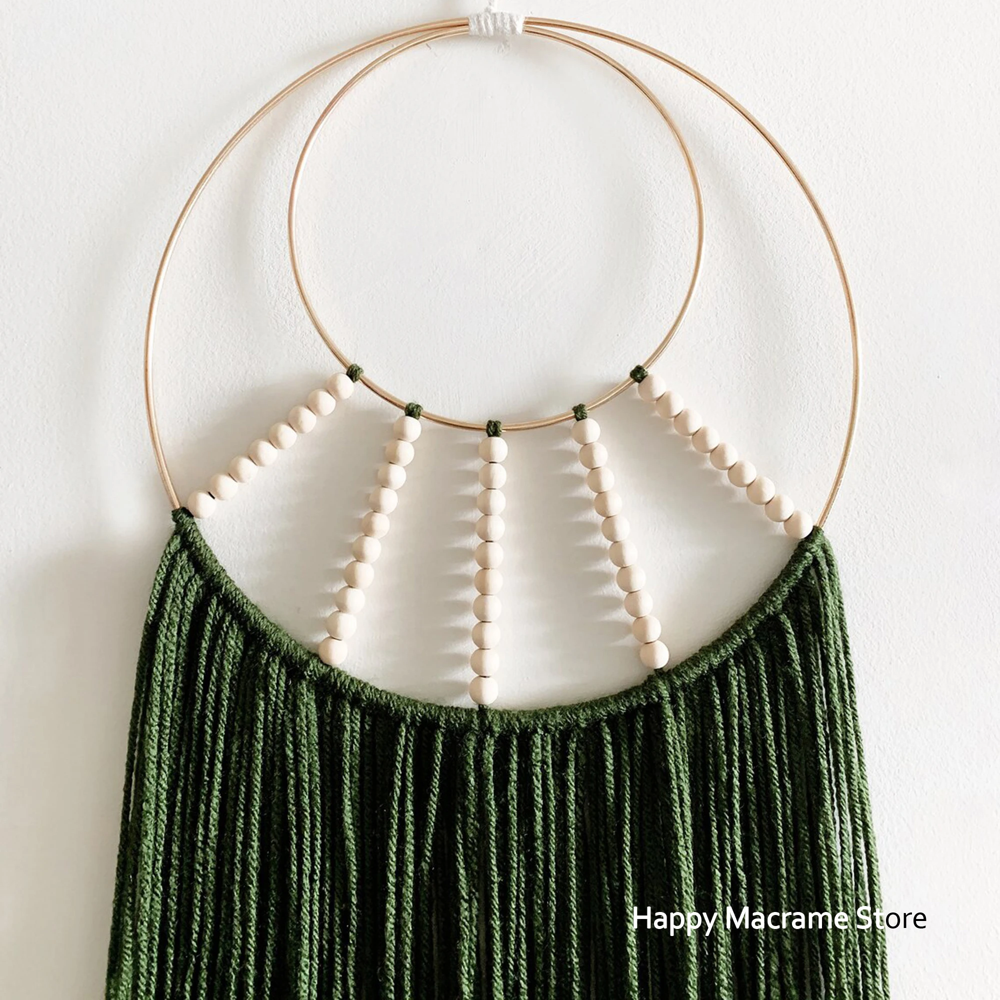 Макраме зеленый обод из бисера круговой настенный подвесной богемный макраме