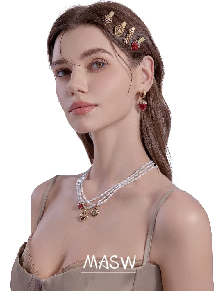 MASW оригинальный дизайн Senior Sense красивая красная клубничная заколка для волос