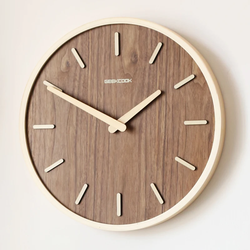 

Современные деревянные настенные часы Time, бесшумные часы для гостиной, офиса, кухни, ванной комнаты, обшивка рук