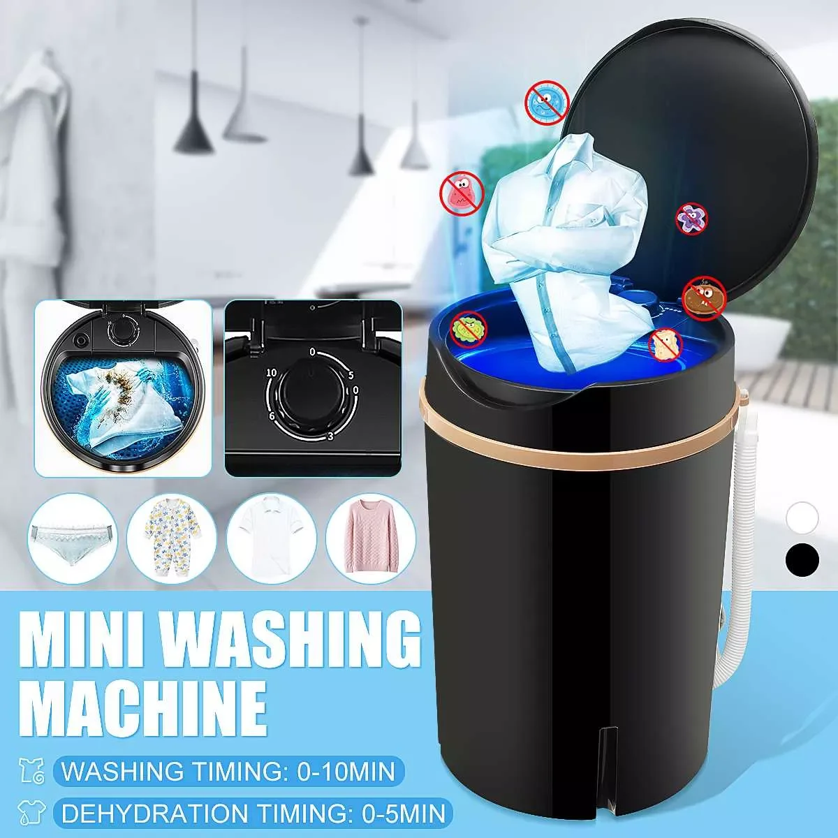 Enlarge Clothes Washing Machine 4.5kg Family Semi-automatic Washing & Dehydration 15min All in one Function Mother&baby Clothes