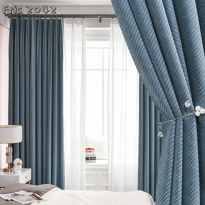 

Curtains for Living Bedroom Simple European Modern Chinese Curtain Nordic Mink Black-out