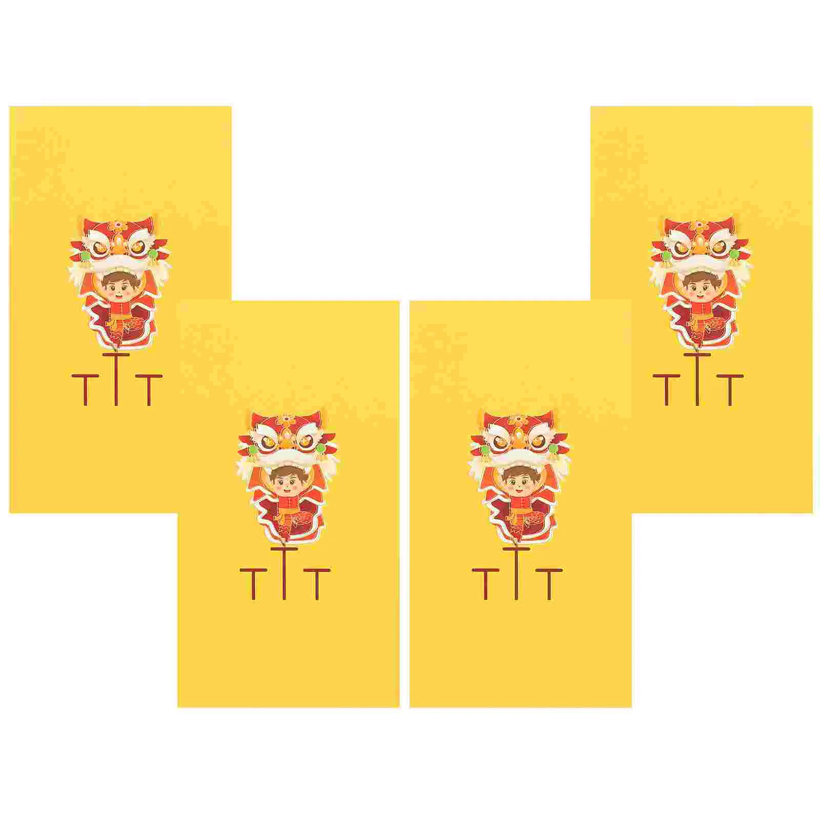 

4 Pcs New Year Red Packetss Cash Chinese Style 2024 Luck Bag Paper Year Dragon Packet Gifts