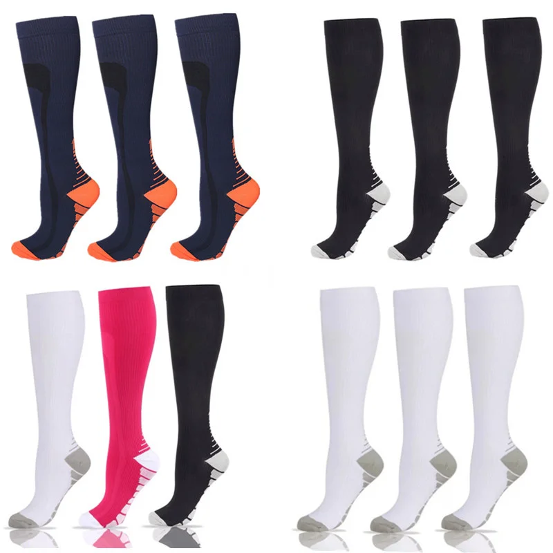 

3 Pairs Lot Pack Sport Socks Running Men Compression Socks for Marathon Cycling Football Varicose Veins Nursing Compression Sock