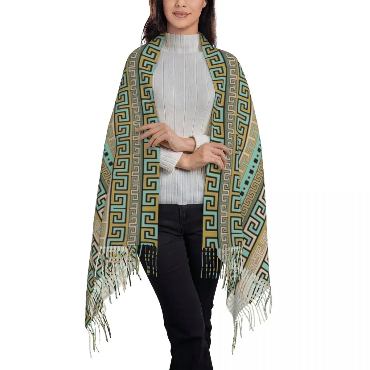 Шарф с принтом греческого ключа унисекс