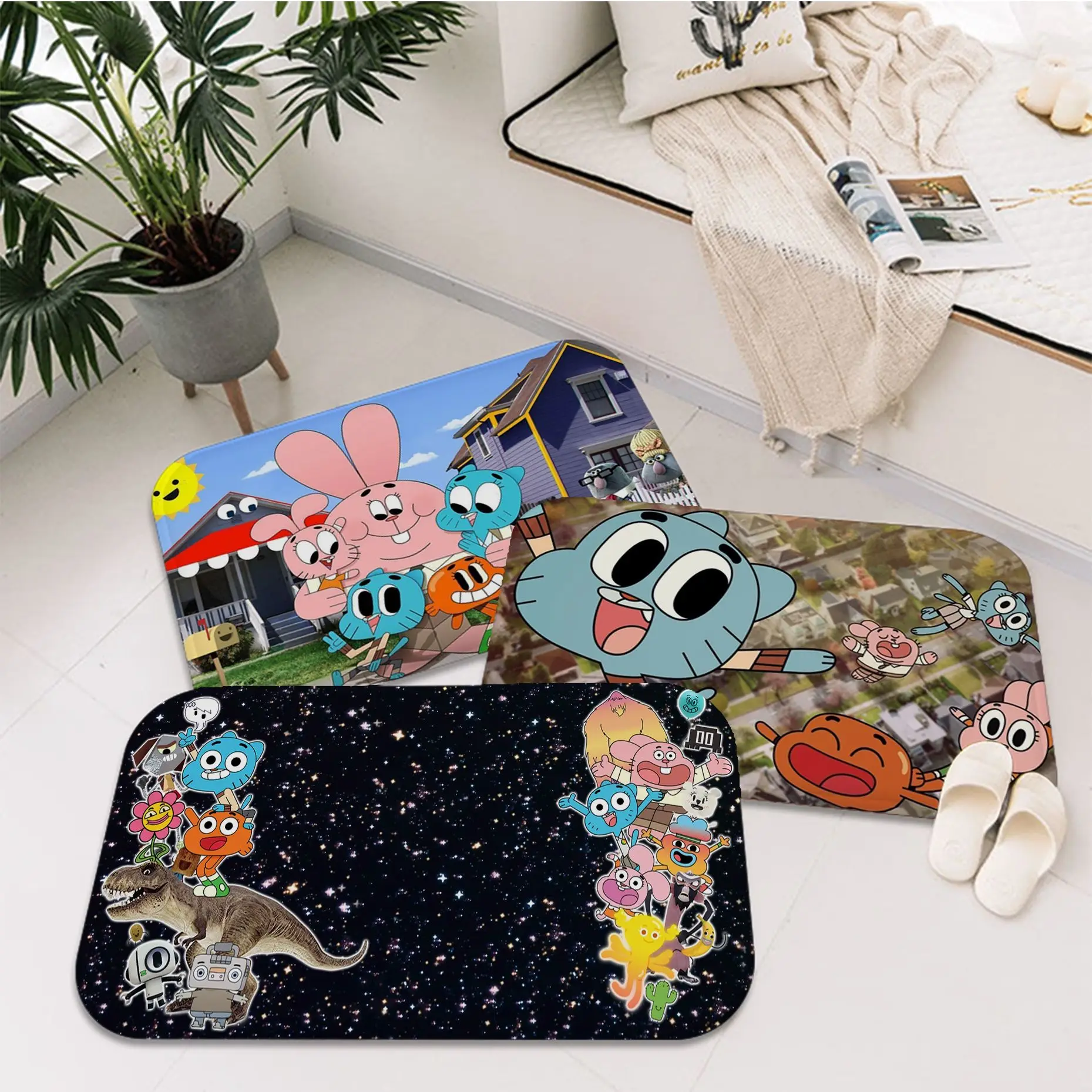 

BANDAI The amazing world of gumball Door Mat Washable Non-Slip Living Room Sofa Chairs Area Mat Kitchen Household Carpets