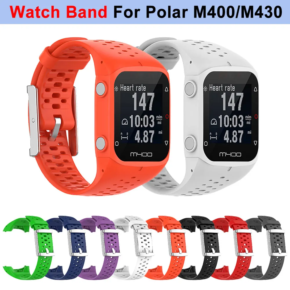 Фото Силиконовый ремешок для GPS-часов Polar M400 M430, сменный ремешок для спортивных умных часов Polar M400, браслет с инструментом №1