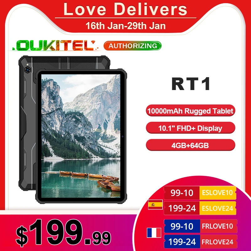 

OUKITEL RT1 планшет на Android, восемь ядер, экран 10000 дюйма, 4 Гб + 64 ГБ