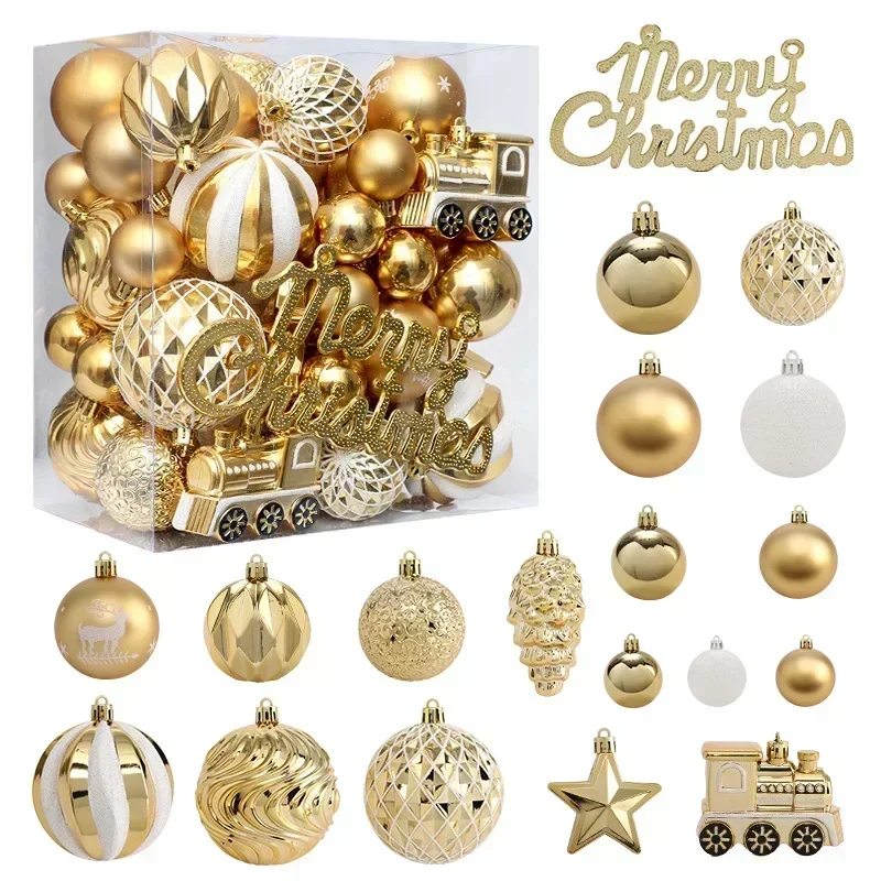 

65PCS Christmas Ball Tree Decoration Ornaments for Home Decor Xmas Hanging Pendants 2024 Navidad New Year Accessories