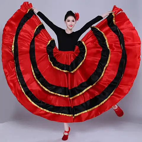Испанский танцевальный костюм, Классический Цыганский танцевальный костюм, фламенко для женщин, свободная юбка, сражение с бульдогом, выст...