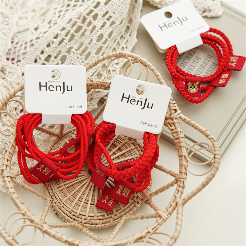 

4 Pcs Weave Hair Rope Cute High Elastic Rubber Bands Solid Color Simplicity All-match Hair Ring Chinese Style Hair Accessories
