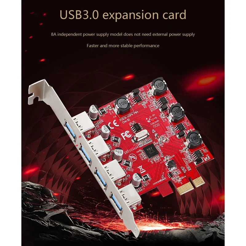 

Переходная карта PCI-E на USB 3,0, переходная карта PCIE на 4-портовый USB-адаптер, карта расширения 5 Гбит/с для рабочего стола