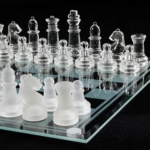 Прозрачный матовый стеклянный Шахматный набор, элегантный набор,