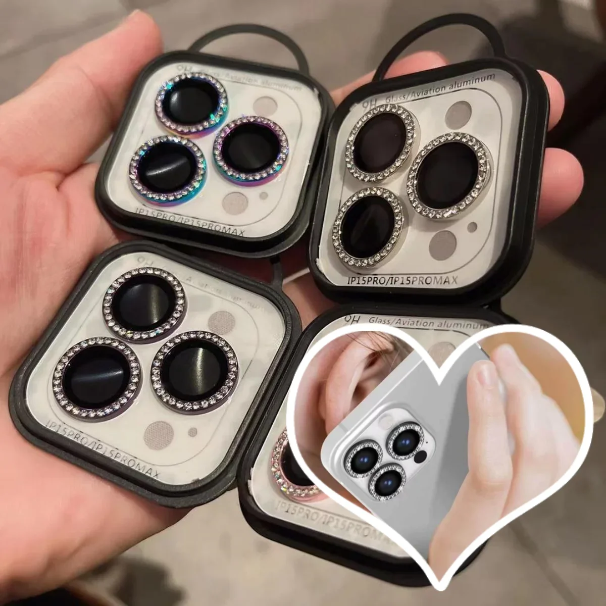 Алмазная металлическая защитная пленка для объектива камеры стеклянная IPhone 15 16