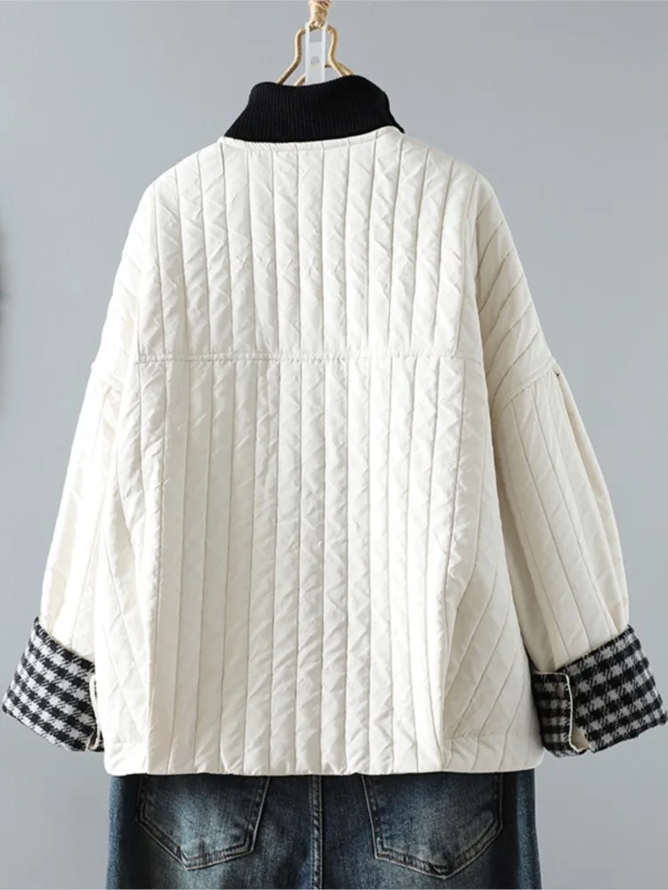 Оверсайз осенне-зимнее стеганое хлопковое пальто женские свободные модные