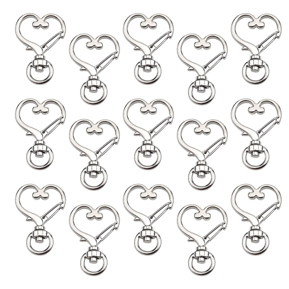 

Key Holder 50 Heart Shape Spring Snap Keychain Clip Pendant Alloy Keyring Buckle Charm Key Chain Ring Connector
