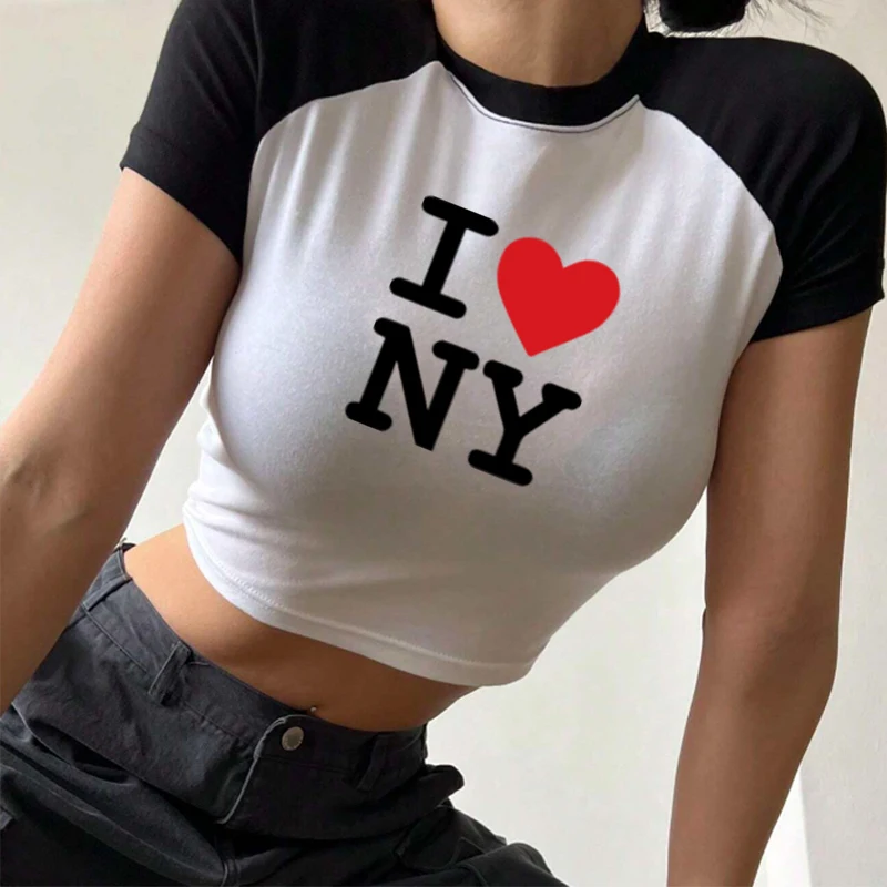 Y2k I Love Ny 2000 уличная одежда в стиле Харадзюку сексуальная Женская милая детская