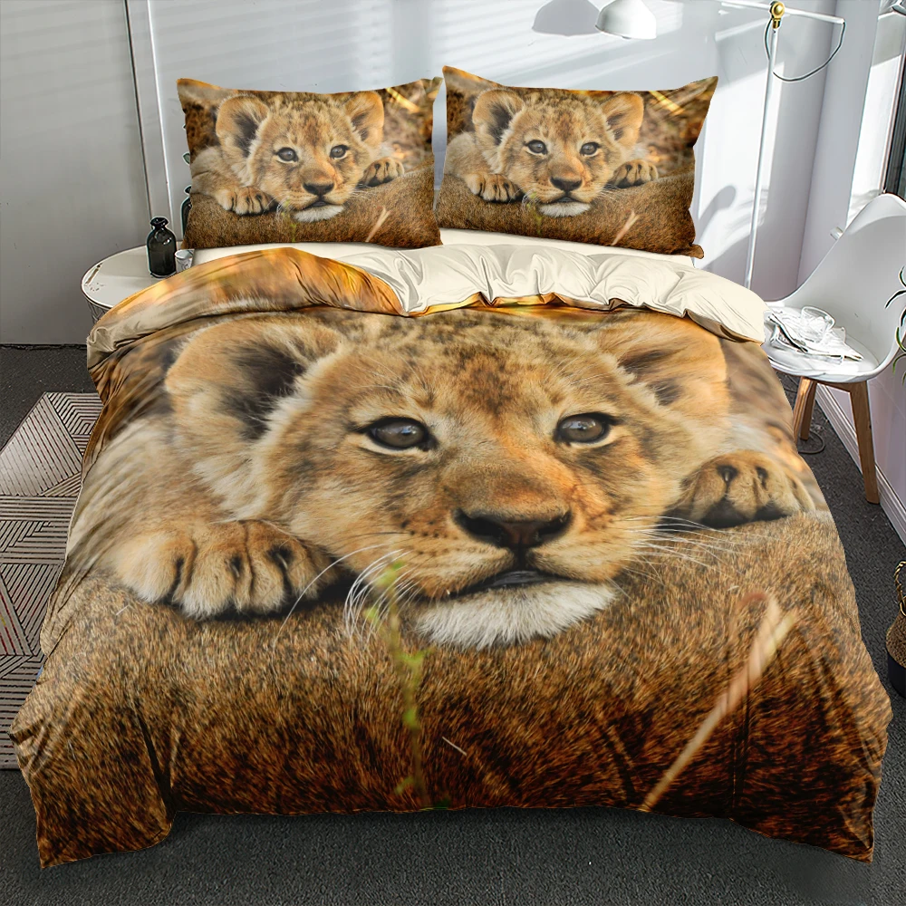 3D цифровое детское одеяло для Льва комплекты постельного белья кремовое