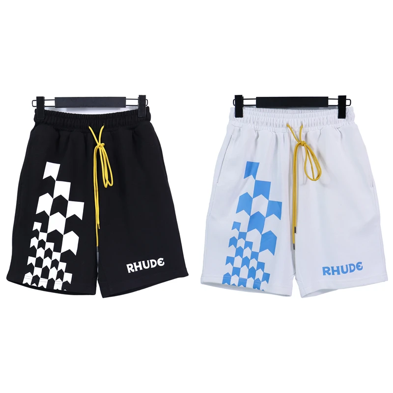 

Checkerboard Rhude Shorts Men Women Drawstring Breeches Inside Tags
