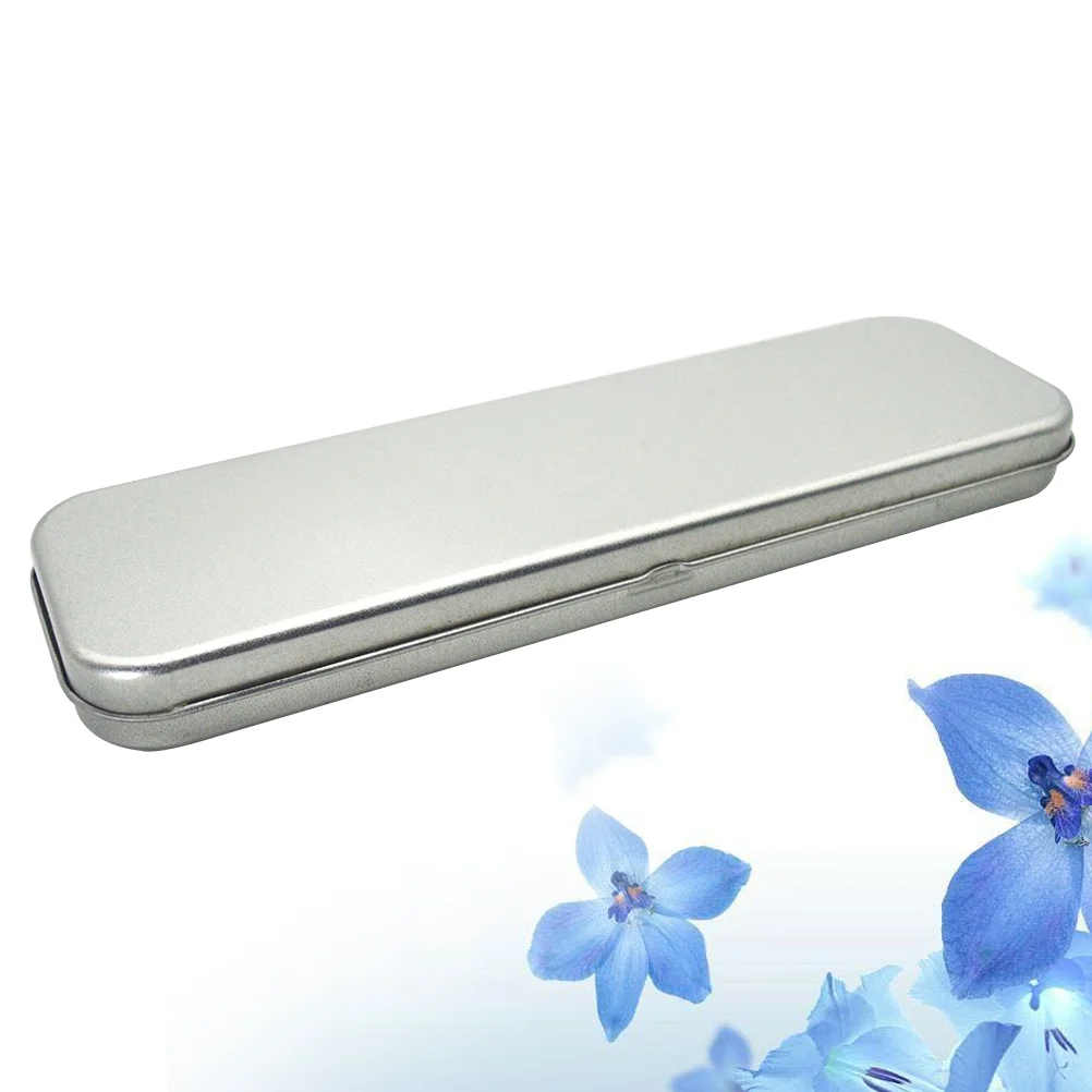 

Case Box Tin Metal Pen Hinged Tins Iron Organizer Makeup Tinplate Empty Holder Container Student Containers Brush Storage