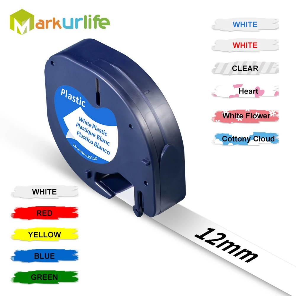 

Markurlife 91201 12267 91200 Compatible for DYMO LetraTag Label Tape Black on White 16951 91203 Plastic Tape for LT-100H LT-100T