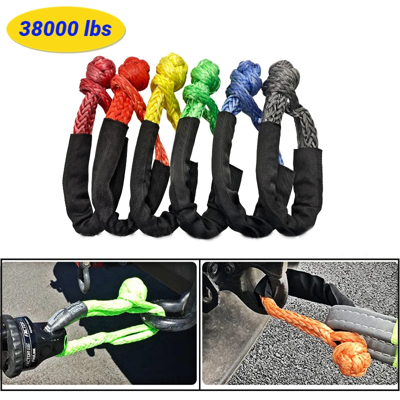 Synthetic Off Road Trailer Rope 1/2inch x 22inch Soft Shackle 38000 Pound Car ATV UTV SUV Recovery Tow Strap Broken Tool 1