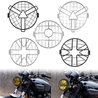retro universal 6 5 motorcycle front headlight grill protector cover blackchrome for harley cafe racer triumph suzuki kawasaki