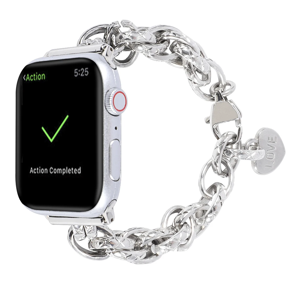 Metal Strap For Apple watch band 49mm 45mm 41mm 44mm 40mm 42mm heart pendant bracelet wristband For iWatch UItra 8 7 6 5 4 3 SE