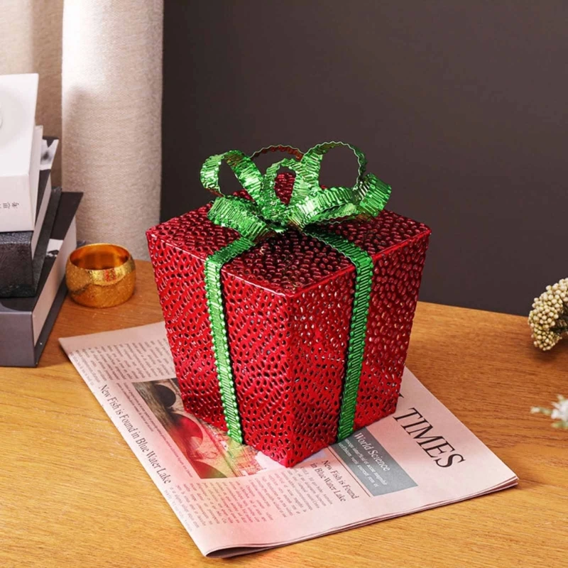 

Рождественский подарок, Декор светодиодный светодиодная подсветка, Подарочная коробка с бантом светильник вые коробки, украшения