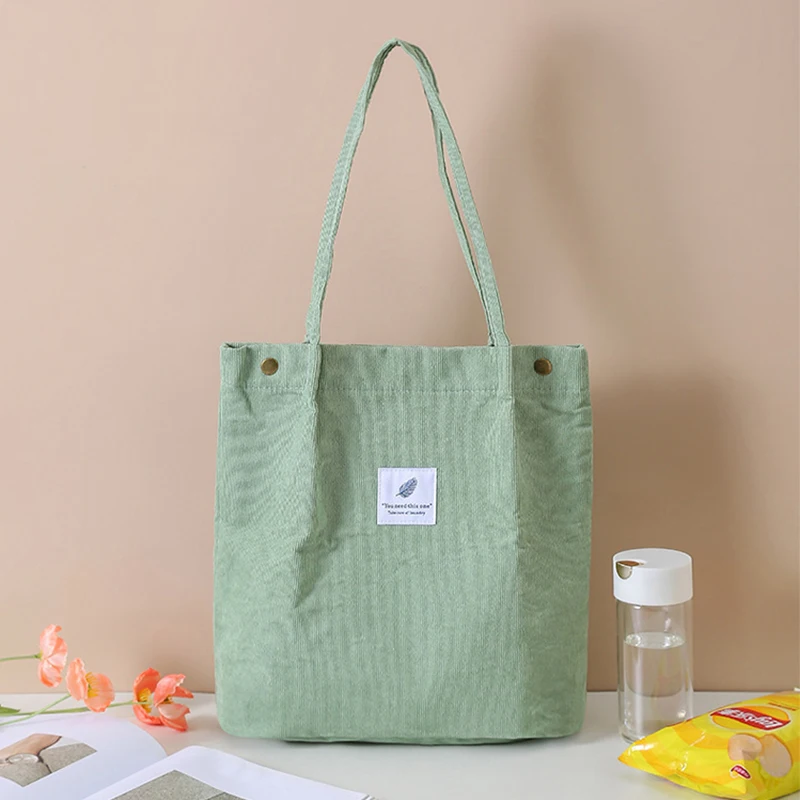 Women's Handbag Fashion Handbags Canvas Bags Corduroy Shoulder Bag Large Capacity Portable Students Office Workers Hand Tote Bag