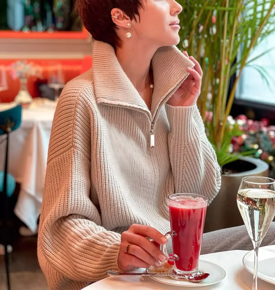 

Winter Blue Women's Turtleneck Sweater Zipper Turn Down Soft Beige Knitted Oversize Sweater Mujer Loose Vintage Warm Sweater