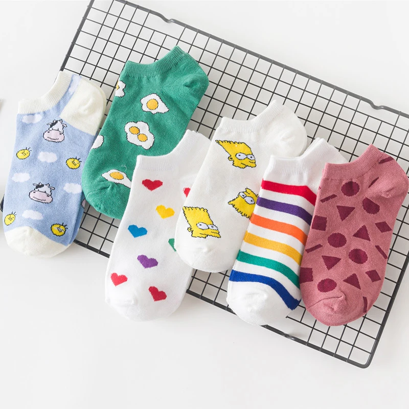 Забавные мультяшные детские милые короткие носки для девочек с изображением