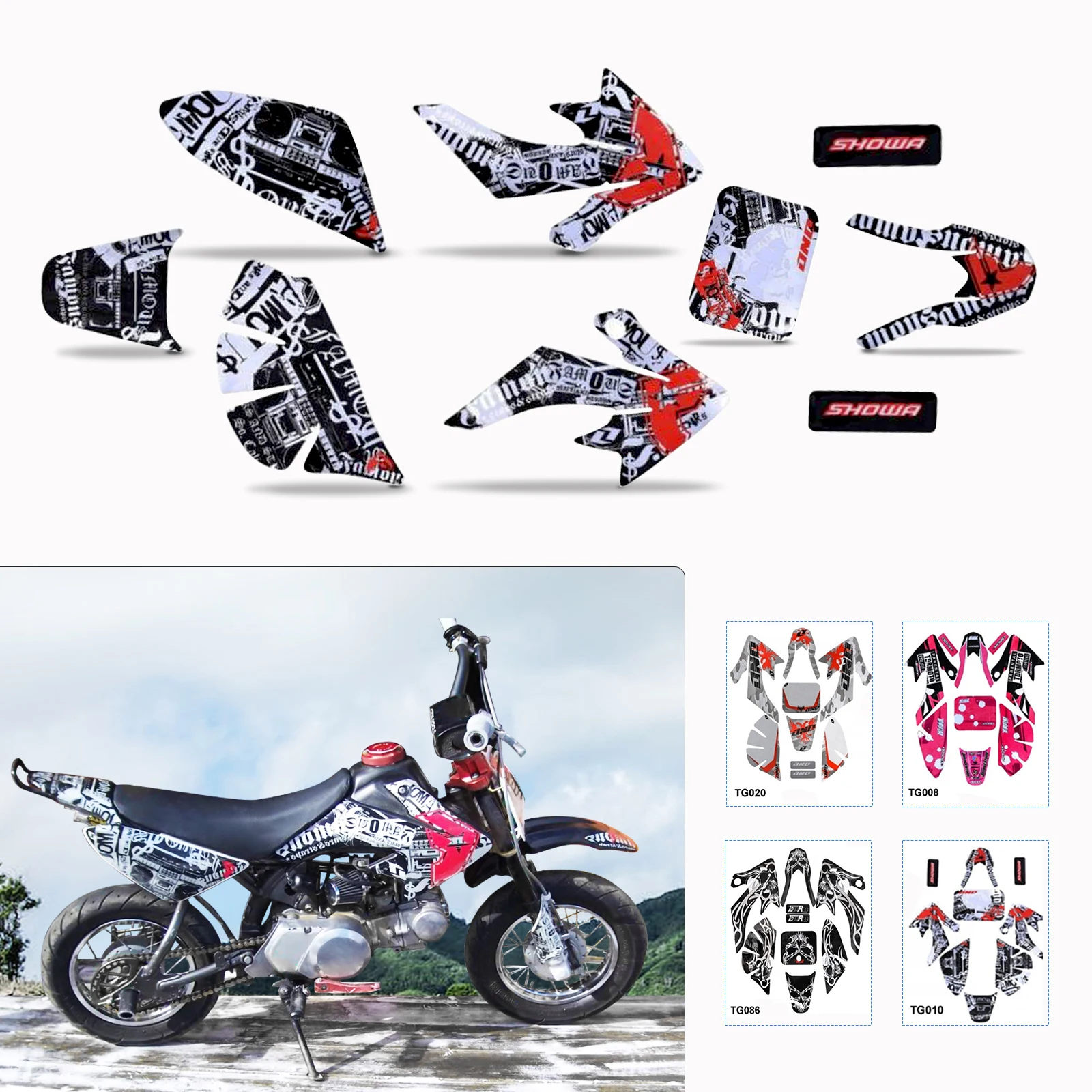 

Decals Stickers Graphics Kit for Honda CRF50 XR50 SSR 110 125 SDG Dirt Pit Bike