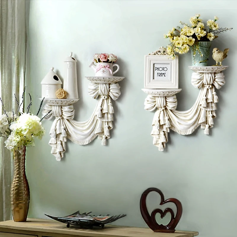 

European Resin Wall Shelf Clapboard Bookshelf Wall Crafts Livingroom Bedroom Decorate Wall Rack Holder Accessories Decoration