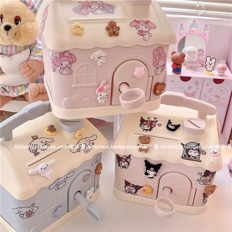 

Kawaii Sanrios Accessories Kuromi Cinnamoroll My Melody Cartoon Cute Piggy Bank Ornaments Anime Dolls Girl Birthday Gift