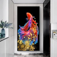 gatyztory 60120cm large size painting by numbers goldfish acrylic paint by numbers animal for living room home decors