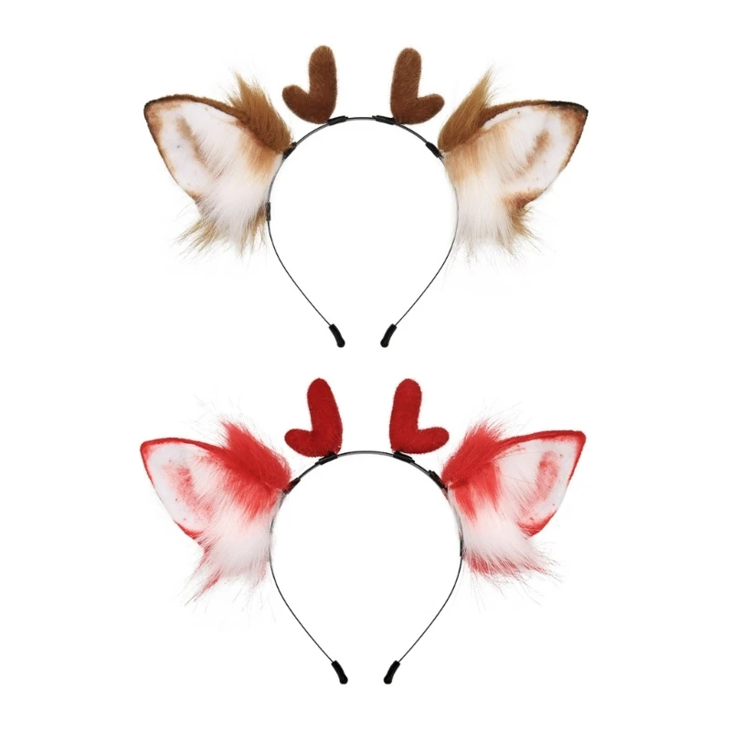 

Sweet Hair Decor Women Students Live Broadcasting Hairband Christmas Deer Ears Headbands Plush Christmas Hair Hoop