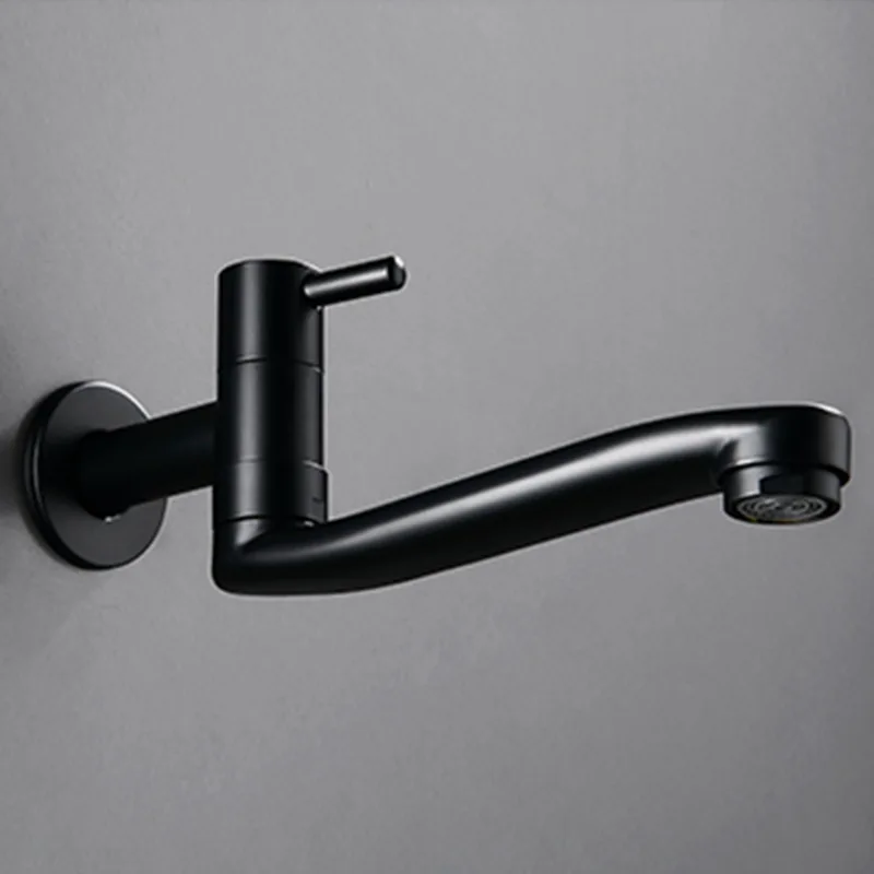kktnsg extra long kitchen sink faucet wall mounted single cold bathroom faucet 360° out door garden sink tap 304 stainless steel free global ship