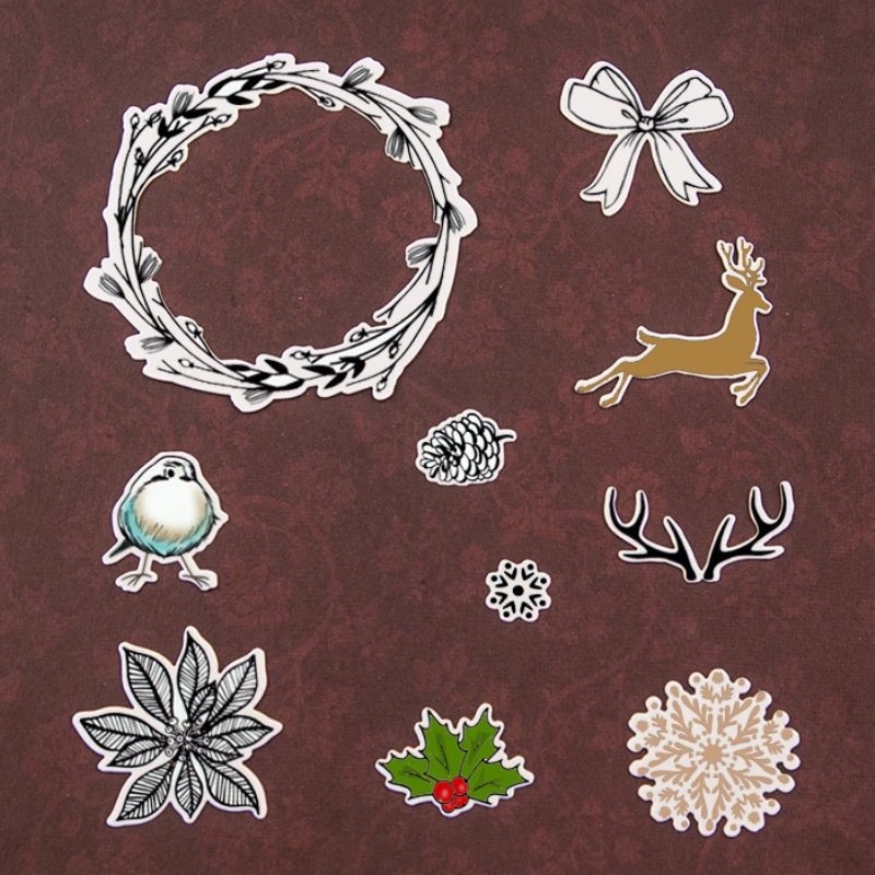 

Snowflake Christmas Deer Clear Stamps Cutting Dies for Card Making Dies Scrapbooking DIY Rubber Stamps and Dies Craft Decoration