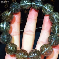 16 7mm natural silver rutilated quartz clear round beads bracelet women men fashion wealthy stone genuine aaaaaa