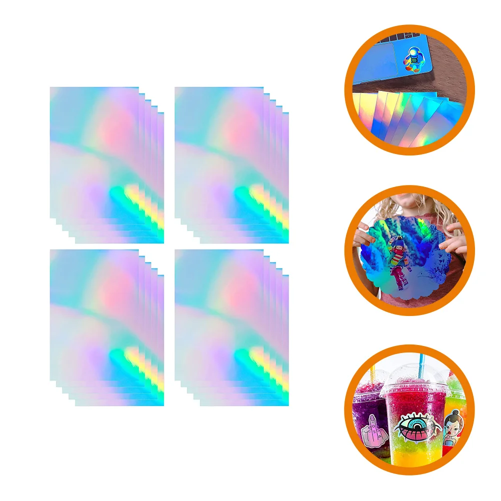 

20 Sheets Holographic Printable Paper Automotive Stickers DIY Craft Film Colored Water-proof Decals Colorful Drinking Cup